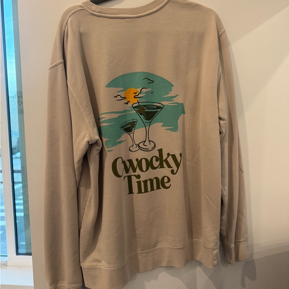 Unisex Tan Sweater with Martini Glass Design